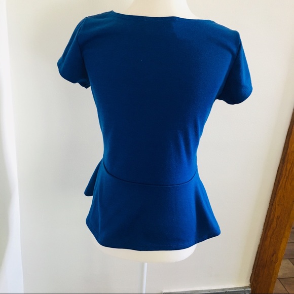 NYInvasion Peplum Medium Royal Blue Top Shirt - Picture 7 of 8